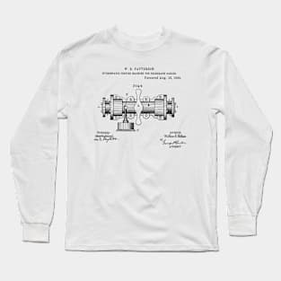 Machine for Telegraph Cable Vintage Retro Patent Hand Drawing Funny Novelty Gift Long Sleeve T-Shirt